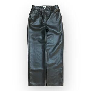 Aritzia Wilfred Melina Faux Leather Straight Leg Pants‎ Womens Size 2 Black